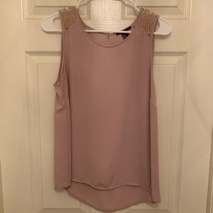 Taupe Keyhole Back Tank with Lace Details